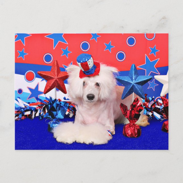 July 4th - Chinese Crested - Dash Postcard (Front)