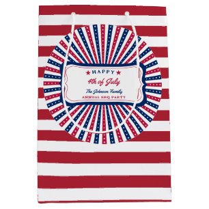 July 4th Custom American Family Summer BBQ Party Medium Gift Bag