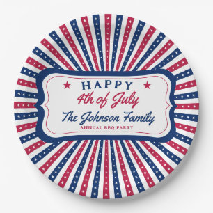 July 4th Custom American Family Summer BBQ Party Paper Plate