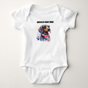 July 4th Dachshund Baby Bodysuit