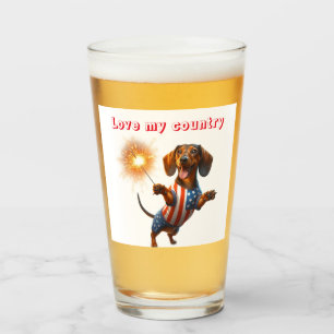 July 4th Dachshund Beer  Glass