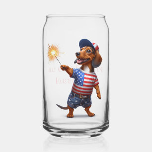 July 4th Dachshund  Can Glass