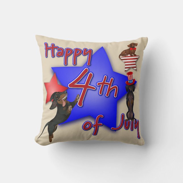 July 4th Dachshund Pillow (Front)