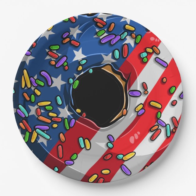 July 4th doughnut paper plate (Front)