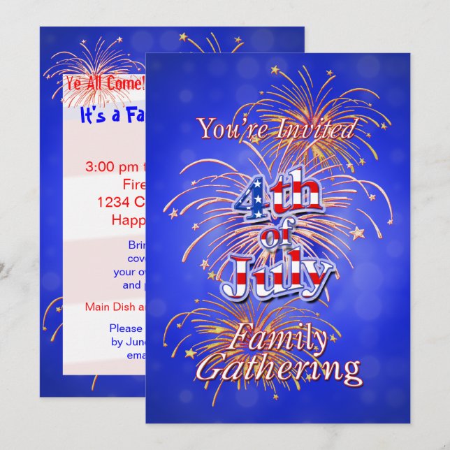 July 4th Family Reunion Invitation (Front/Back)