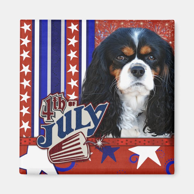 July 4th Firecracker - Cavalier - Tri-colour Magnet (Front)