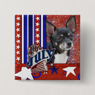 July 4th Firecracker - Chihuahua 15 Cm Square Badge