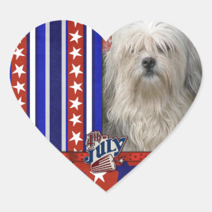 July 4th Firecracker - Lowchen Heart Sticker