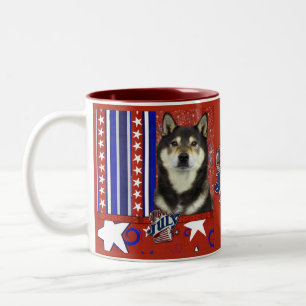 July 4th Firecracker - Shiba Inu - Yasha Two-Tone Coffee Mug
