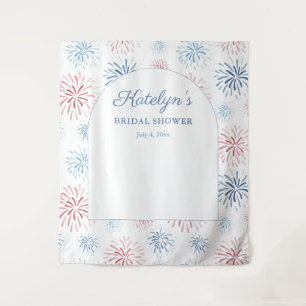 July 4th Fireworks Bridal Shower Photo Backdrop Tapestry