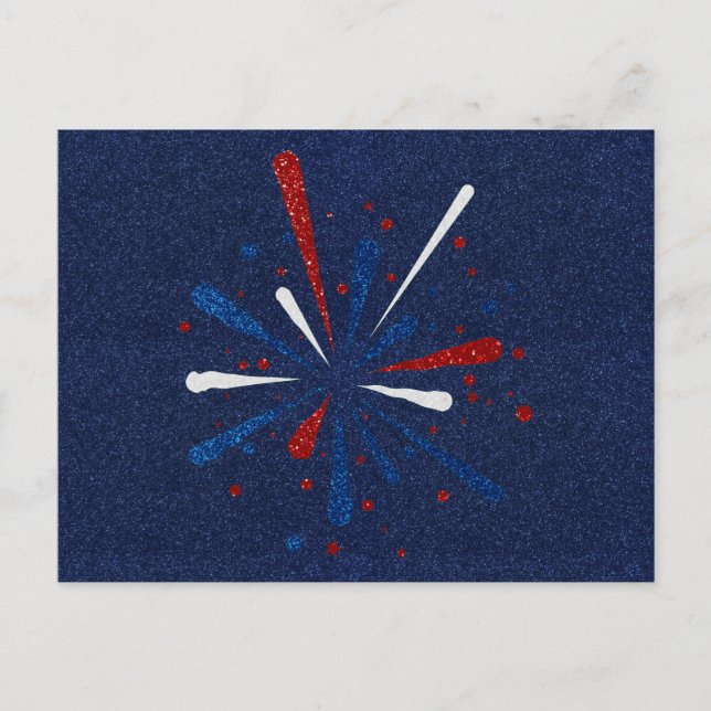 July 4th Fireworks Glitter Postcard (Front)