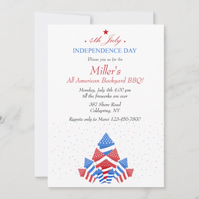 July 4th Fireworks Invitation (Front)