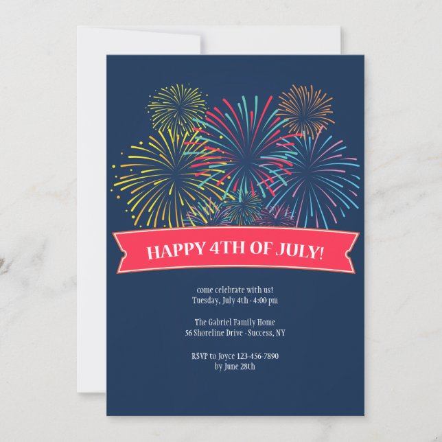 July 4th Fireworks Invitation (Front)