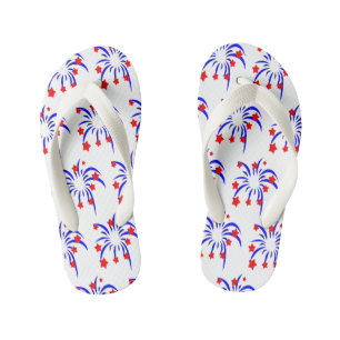 July 4th Fireworks Kids Flip Flops