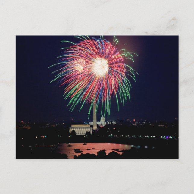 July 4th Fireworks, Washington DC postcard (Front)