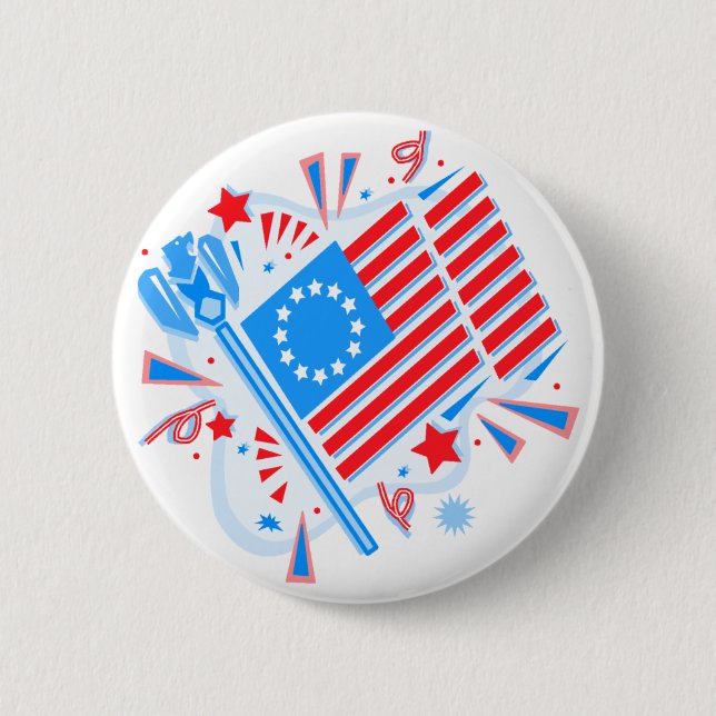 July 4th Flag 6 Cm Round Badge (Front)