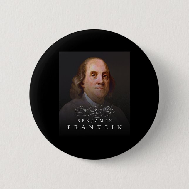 July 4th Founding Father Ben Benjamin Franklin Tee 6 Cm Round Badge (Front)