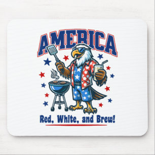 July 4th Fun American Patriotic Cartoon Usa Bbq De Mouse Mat