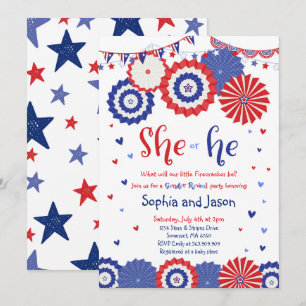 July 4th Gender Reveal Party Invitation