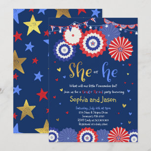 July 4th Gender Reveal Party Invitation