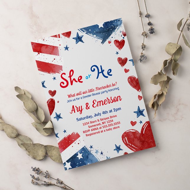 July 4th Gender Reveal Party Invitation (Creator Uploaded)