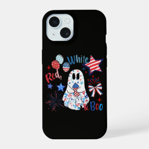 July 4th Ghost Red White Boo Patriotic Halloween iPhone 15 Case