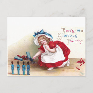 July 4th Girl and Toy Soldiers Postcard
