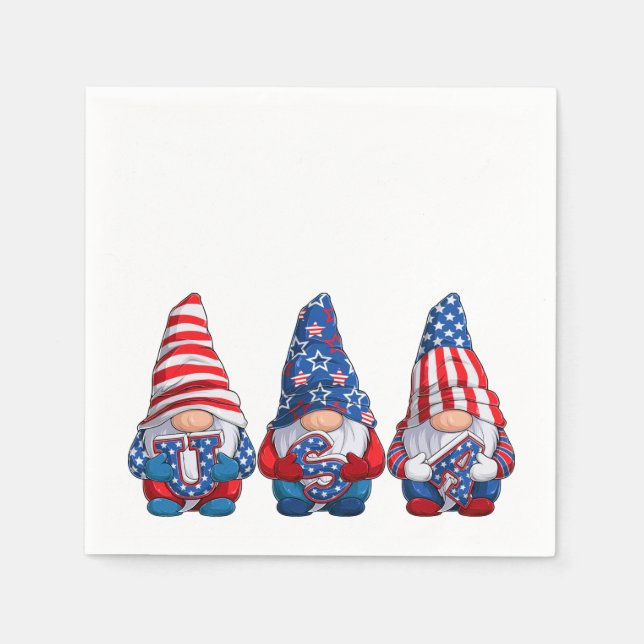 July 4th Gnomes Napkin (Front)