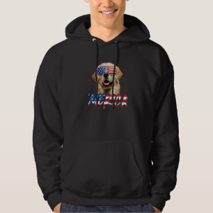 July 4th Golden Retriever Merica American Flag Pat Hoodie