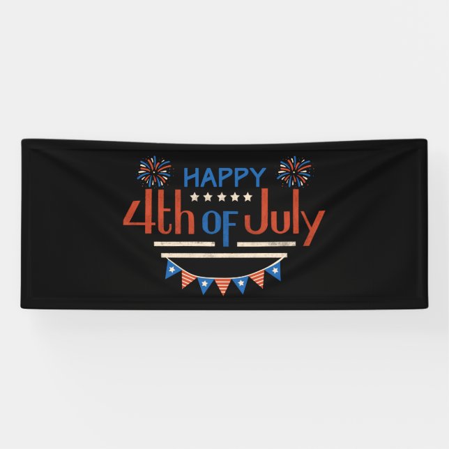 July 4th Independance Day 2.5x6 Vinyl Banner (Horizontal)