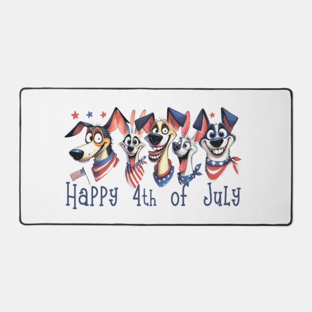 July 4th. Independence Day. Funny Dogs Desk Mat (Front)