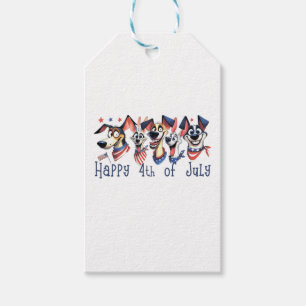 July 4th. Independence Day. Funny Dogs Gift Tags