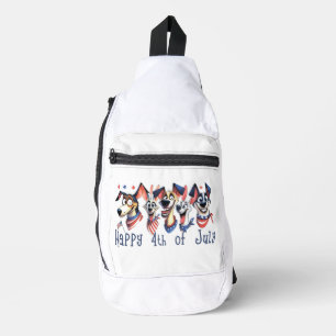July 4th. Independence Day. Funny Dogs Sling Bag