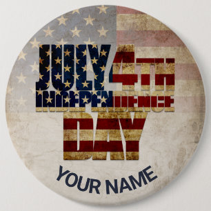July 4th Independence Day Vintage Flag Design 6 Cm Round Badge