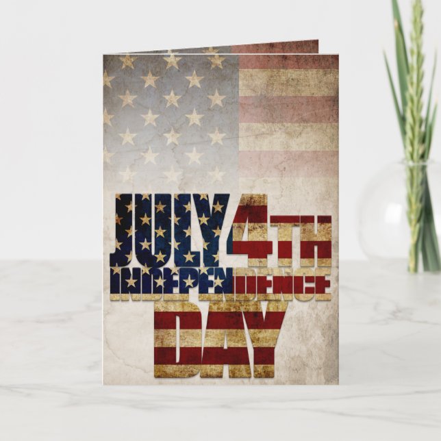 July 4th Independence Day Vintage Flag Design Card (Front)