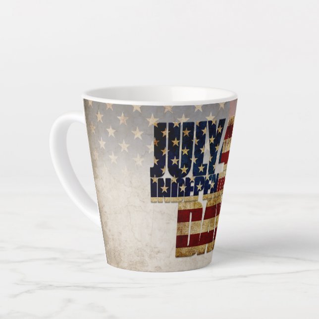 July 4th Independence Day Vintage Flag Design Latte Mug (Left Angle)
