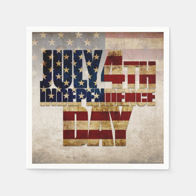 July 4th Independence Day Vintage Flag Design Napkin (Front)