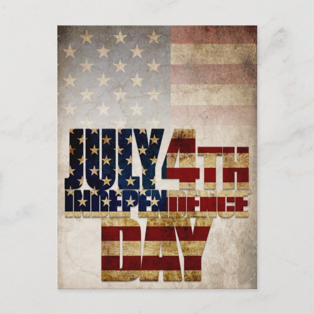 July 4th Independence Day Vintage Flag Design Postcard (Front)