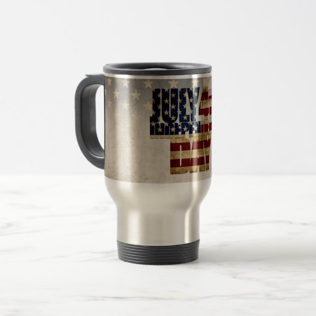 July 4th Independence Day Vintage Flag Design Travel Mug (Front Left)