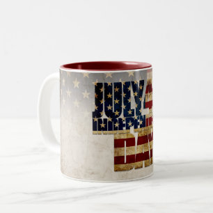 July 4th Independence Day Vintage Flag Design Two-Tone Coffee Mug