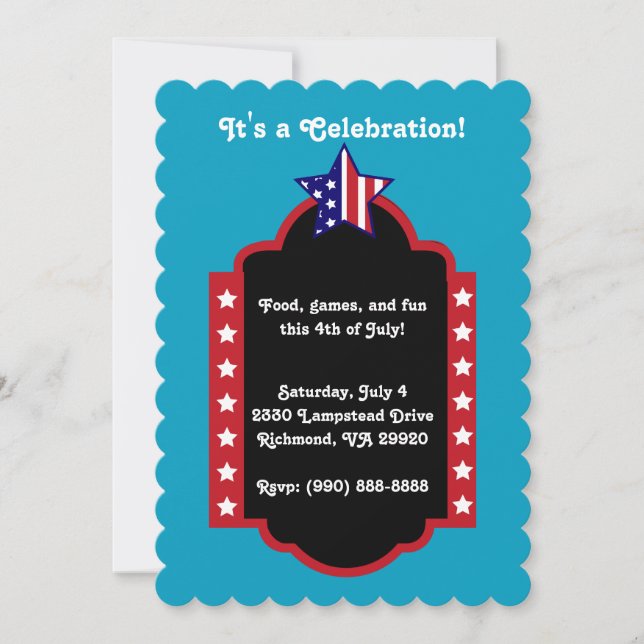 July 4th It's a Celebration Invitation (Front)