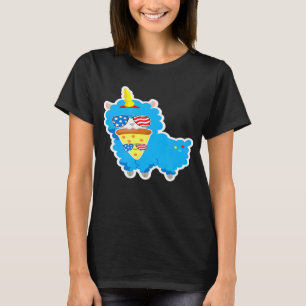 July 4th Llama Pizza American Flag USA Fourth Kids T-Shirt
