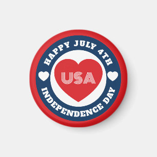 July 4th Love the USA Patriotic Red White Blue Magnet