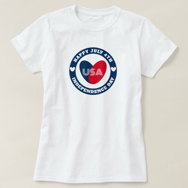 July 4th Love the USA Patriotic Red White Blue T-S T-Shirt (Design Front)