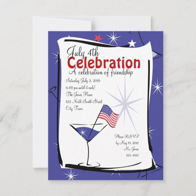 July 4th Martini Invitation (Front)