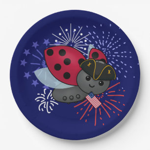 July 4th Minuteman Ladybug Paper Plate