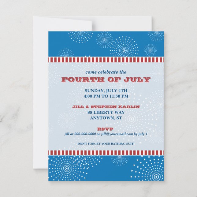 July 4th Party Explosion Party Invitation (Front)