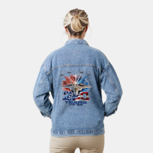 July 4th Patriotic 250 Year Birthday Denim Jacket