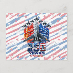 July 4th Patriotic 250 Year Birthday Postcard