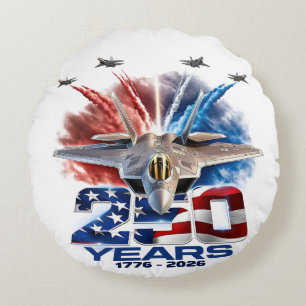 July 4th Patriotic 250 Year Birthday Round Cushion